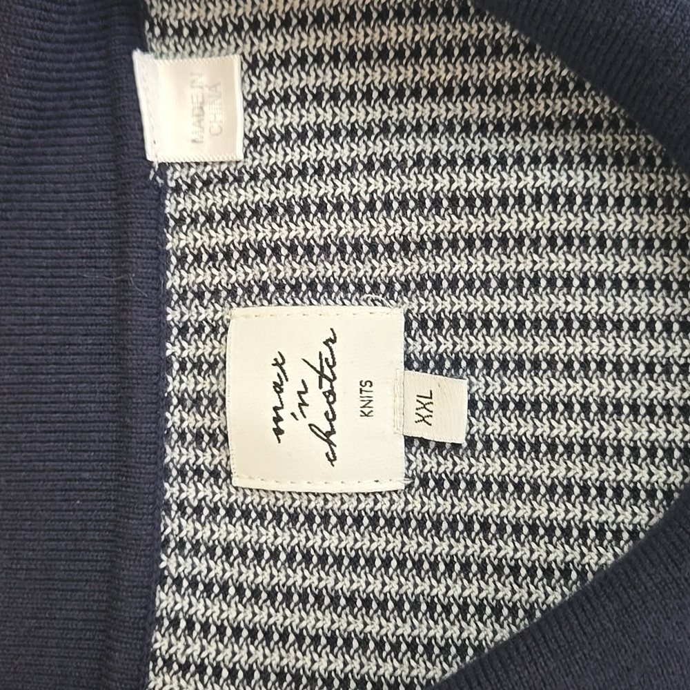 Max N Chester Navy Cream Knit Polo XXL Classic Retro - Picture 2 of 7